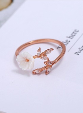 创意树枝花朵开口戒指女冷淡唯美