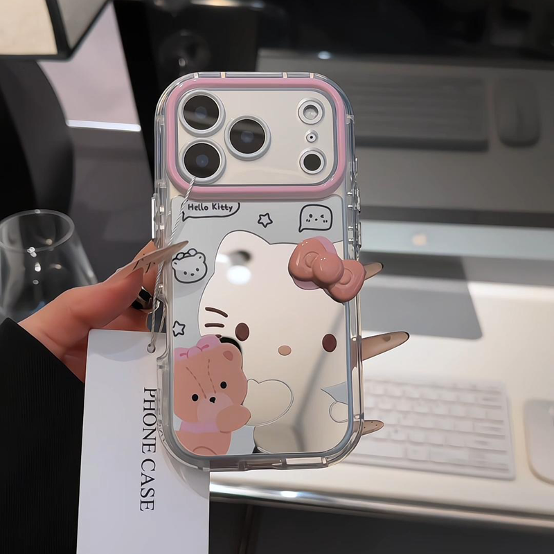 ZYL镜面可爱kt猫适用于华为Mate70/60pro/50手机壳nova14pro/13/12/11华为P80ultra/70/60镜奶 - 图2