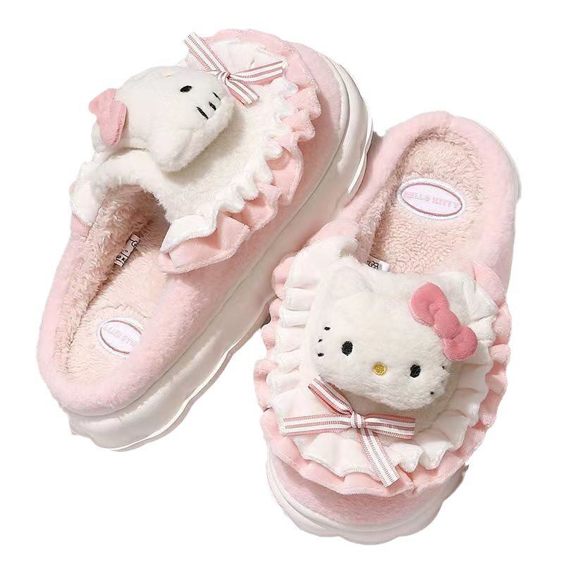 HelloKitty猫棉拖鞋女士冬季包跟2024新款毛绒防滑月子鞋棉鞋女-图3