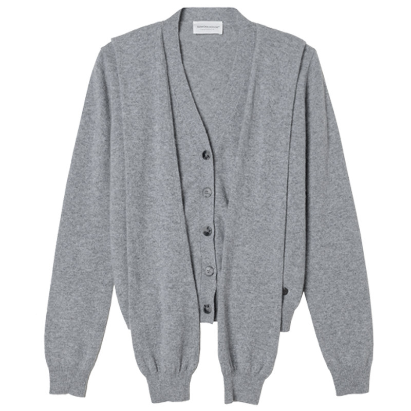 322WORKHOUSE纯山羊绒针织V领开衫女2024新款早秋假两件上衣B397,淘宝优惠券,粉丝福利购,淘宝优惠卷