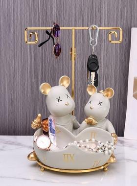 轻奢暴力熊玄关钥匙收纳摆件客厅桌面家居装饰品摆设乔迁送礼好物