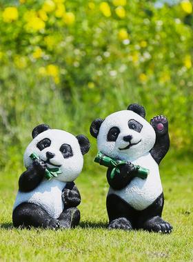 户外创意可爱熊猫雕塑仿真树脂动物花园庭院公园草坪别墅装饰摆件