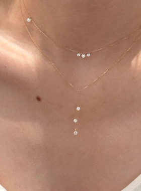 超闪三钻水滴流苏项链2025新款