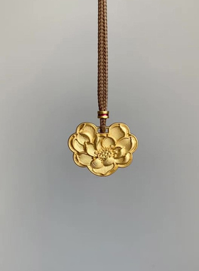 国风金色双面浮雕莲花项链2025女