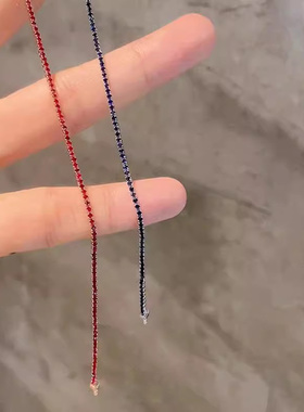 爆闪红蓝宝石闪钻极细手链女轻奢