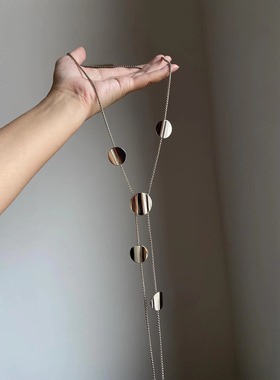 冷淡风金属圆片几何长款项链女款