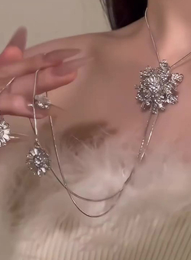 超闪旋转雪花流苏项链女2025新款