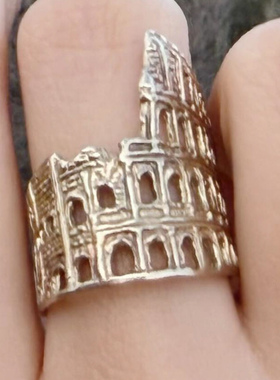 复古镂空罗马斗兽场戒指女高级感