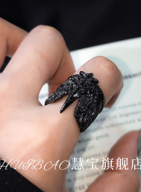 复古肌理感飞蛾戒指小众个性指环