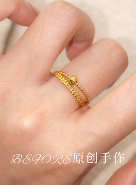 金色细闪环绕戒指2026新款高级感