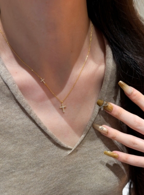 爆闪金色十字架项链2026新款爆款