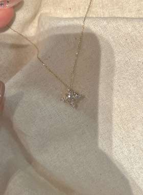 超闪仿锆石四叶花项链女轻奢时尚