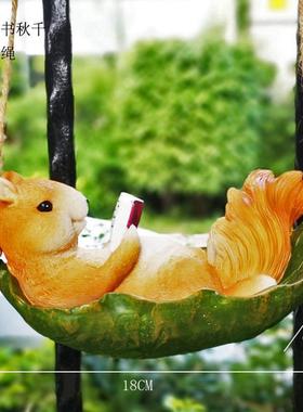 仿真松鼠挂件花园装饰小摆件树脂工艺品花盆阳台庭院吊件户外装