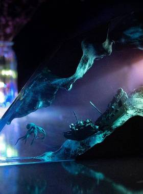 章鱼与沉船个性树脂摆件树脂海洋木灯家居装饰圣诞情侣创意礼物