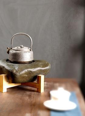 十支架木架置物架石头炉摆放家居摆件实木架子石磨架桌面双层