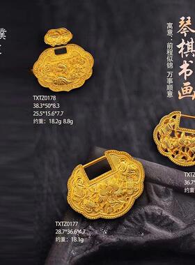 金店同款古法手工沙金錾刻烧蓝典藏沙金精品吊坠好运当头