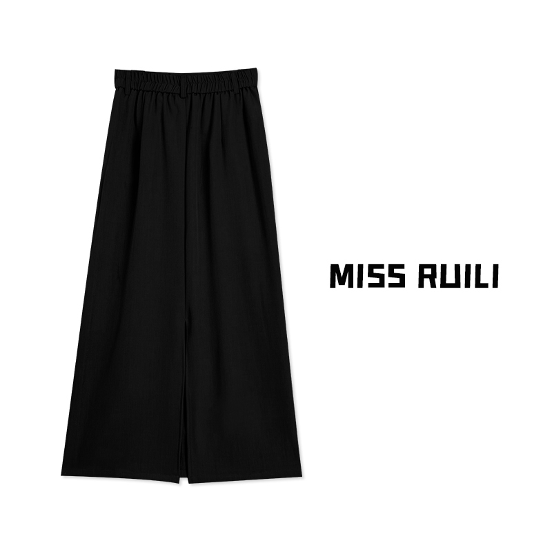 MISS RUILI定制 春季韩版高腰A字开叉时尚显瘦百搭半身裙A6776