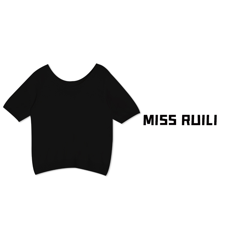 MISS RUILI定制春夏季韩版U领软糯薄款冰丝修身半袖打底A7047-图2