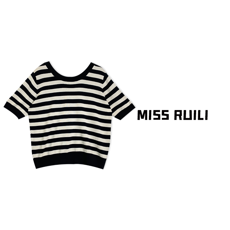 MISS RUILI定制 春夏季韩版U领软糯薄款冰丝修身半袖打底A7047 - 图0