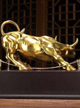 铜牛摆件牛气冲天金牛生肖牛工艺品旺市牛纯铜牛华尔街牛公司礼品