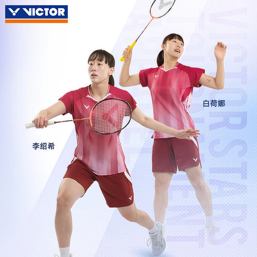 2026新victor胜利羽毛球服球星大赛男款威克多透气速干运动T60002 - 图1