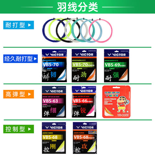 victor胜利羽毛球线拉线耐打威克多高弹力线VBS63/66/61/68P/70P - 图0
