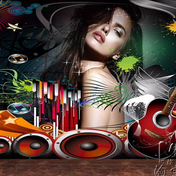 酒吧KTV主题背景墙壁纸5D立体个性墙纸麦霸酷炫装饰壁画自粘墙布,淘宝优惠券,粉丝福利购,淘宝优惠卷