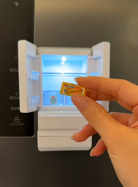 仿真双开门冰箱3D微缩食玩模型冰箱贴过家家迷你蔬菜食物磁吸贴饰
