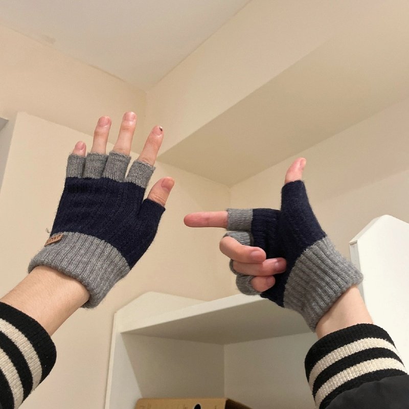 保暖毛线半指手套男女秋冬季加厚防寒风手套办公骑行写字漏指手套,淘宝优惠券,粉丝福利购,淘宝优惠卷