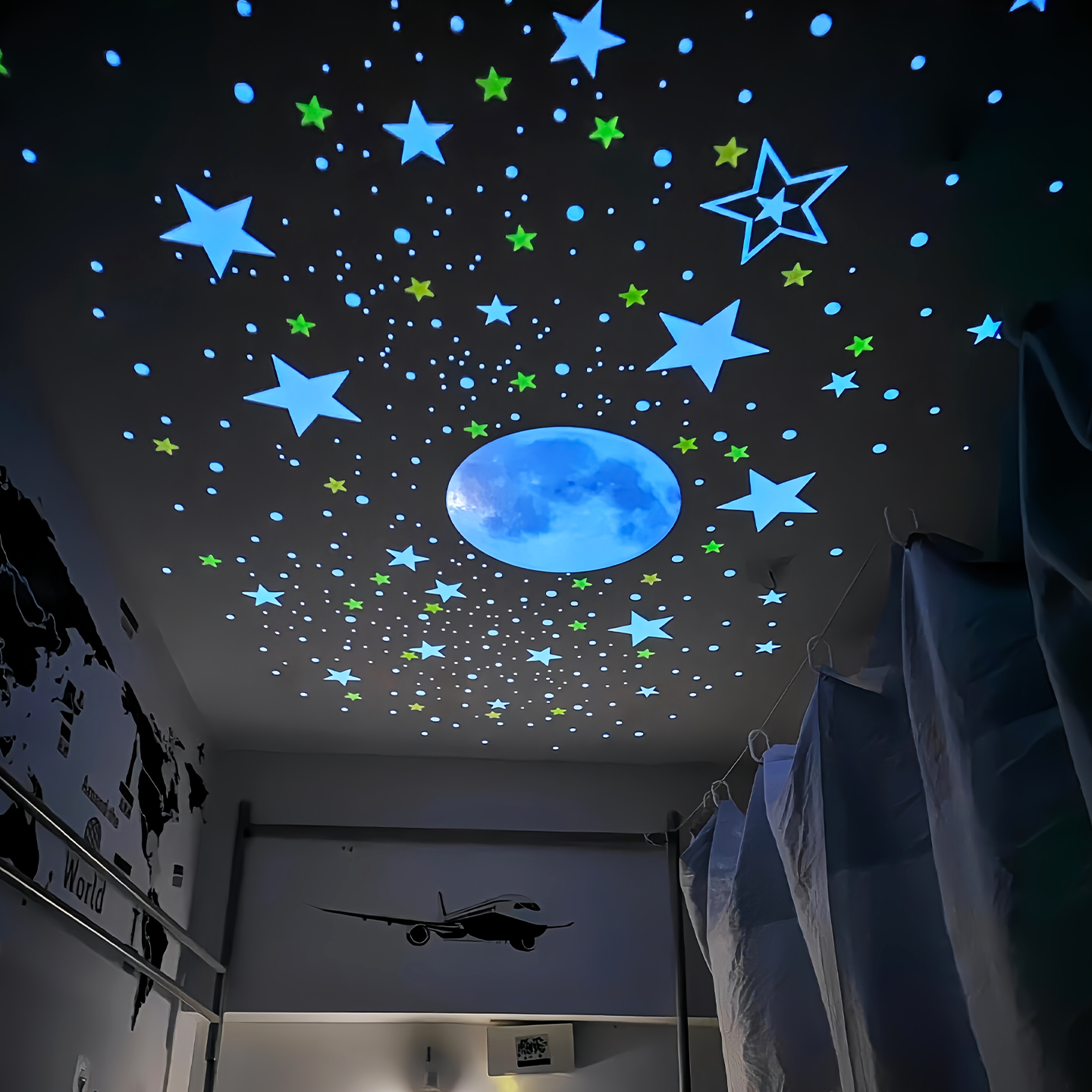 夜光星星墙贴儿童房卧室学生宿舍天花板墙上发光贴纸星空顶装饰,淘宝优惠券,粉丝福利购,淘宝优惠卷