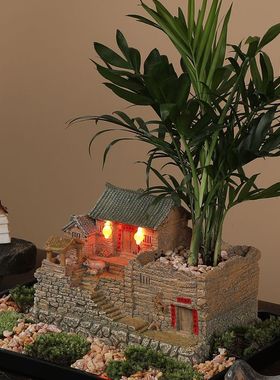 农家小院摆件复古建筑模型客厅桌面茶室家居装饰品送长辈礼物实用