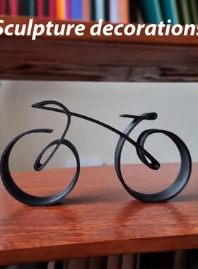 ins家居创意铁艺工艺品极简自行车剪影桌面装饰金属单车摆件书房