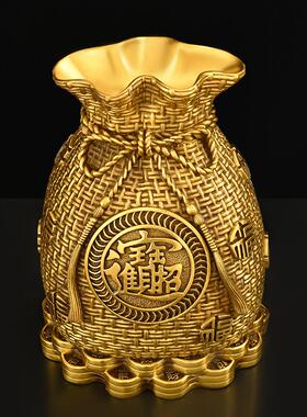 黄铜幸运袋小猪储蓄罐装饰钱袋客人家客厅入口卧室办公室财富店礼