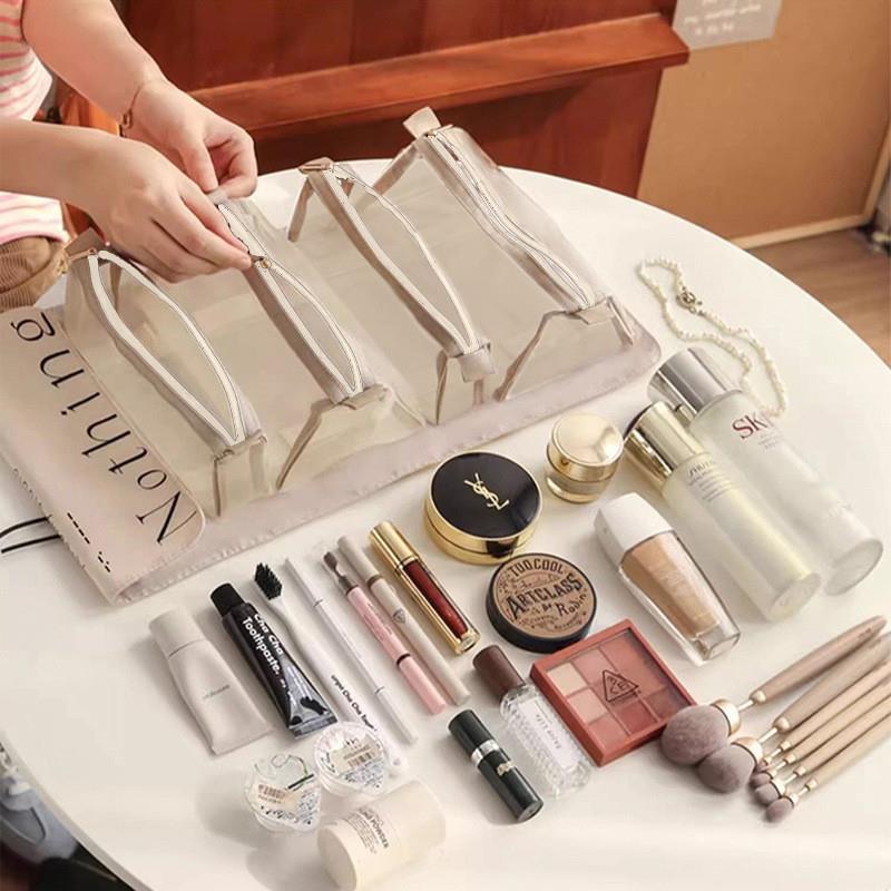 大容量便携式精致化妆包四合一可拆卸网纱防水旅行洗漱包女折叠收 - 图2