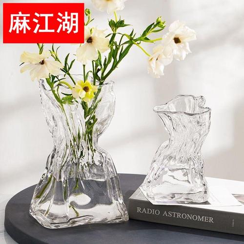 玻璃花瓶ins风北欧轻奢高级感透明福袋网红鲜花客厅干花插花摆件
