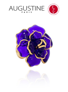【AZLOOK】Augustine Paris古法琉璃紫色山茶花项链耳环戒指套装