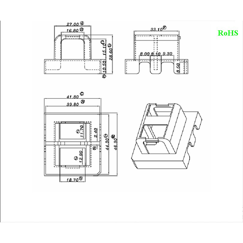 ER3945双槽外壳骨架磁芯配套壳卧式7+7针排距39mm高频变压器材料 - 图1