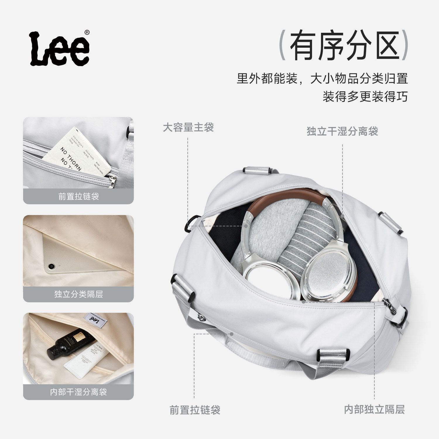 Lee sports fitness bag, lightweight outing short-distance travel bag, men's and women's business trip large capacity expansion luggage handbag