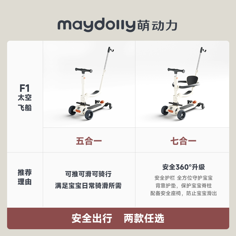 Maydolly萌动力儿童滑板车三合一溜娃神器1-3一6一12岁六合一推车