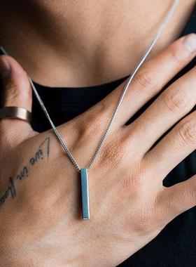 hot classic Rectangle Pendant Necklace men Stainless Steel