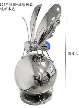 酒店大堂雕塑发光工艺品售楼处水景会所不锈钢蜜蜂摆件大厅软装饰