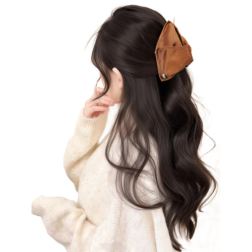 假发辫子女三角抓夹高马尾假发秋冬慵懒气质仿真发层次卷假发马尾 - 图3