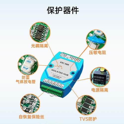防雷工业级集线器RS485光电隔离中继器全隔离信号放大抗干扰延长 - 图1
