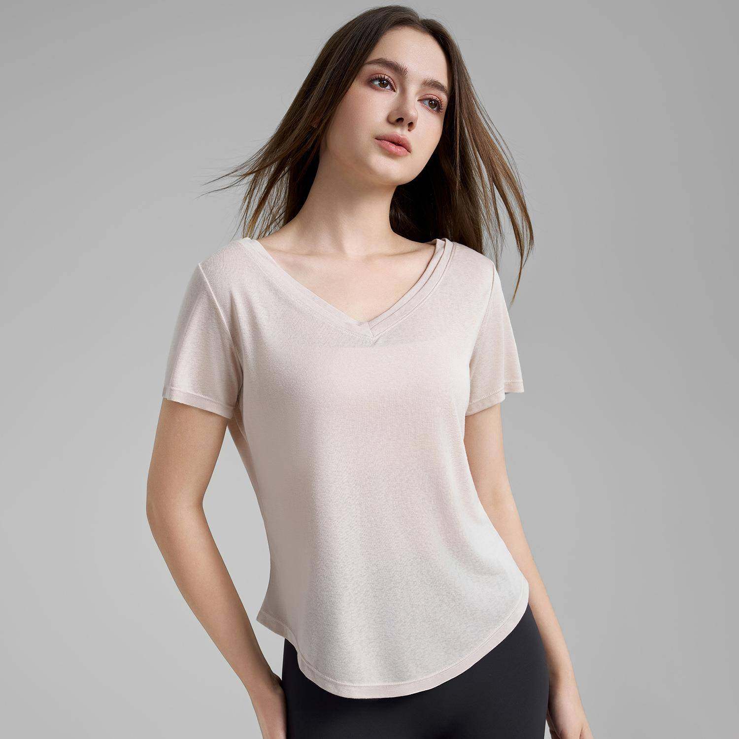 薄款V领运动t恤女2026夏季新品裸感健身短袖宽松透气普拉提瑜伽服,淘宝优惠券,粉丝福利购,淘宝优惠卷