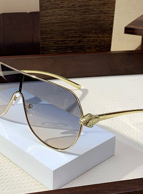 欧洲站2025新款连体飞行员太阳镜金属网红ins同款墨镜个性豹子太