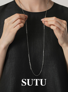 素图925银小众高级长款毛衣链女