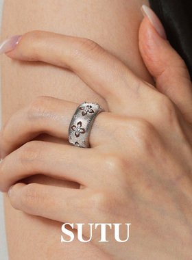 素图925银戒指小众高级设计开口