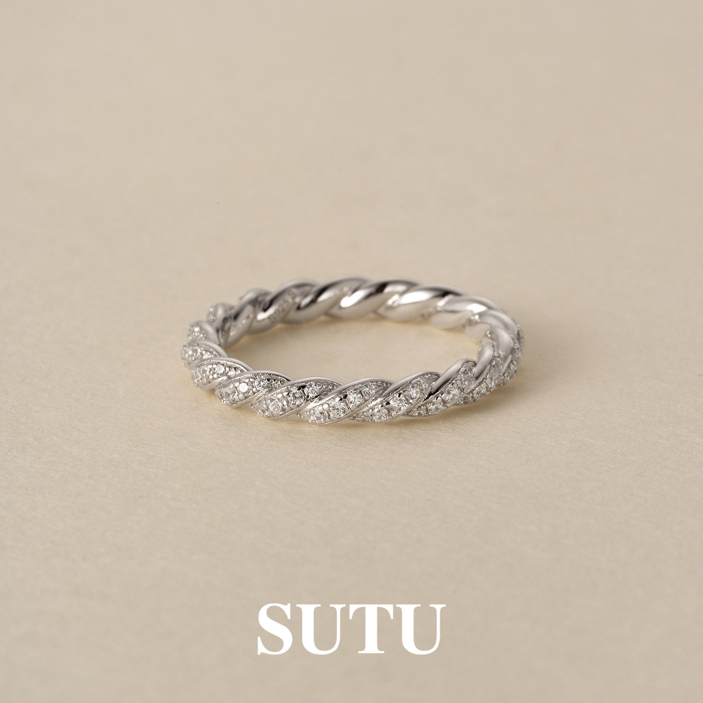 Sutu 925 Silver Twist Flower Ring Simple Temperament Niche