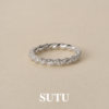 Sutu 925 Silver Twist Flower Ring Simple Temperament Niche