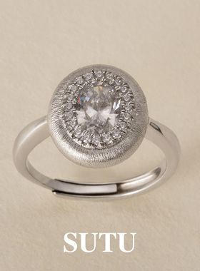 素图925银锆石小众设计感戒指